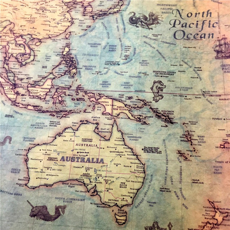 楽天市場 航海 世界地図 レトロー アンティーク風世界地図 アンティークマップ 壁飾り 50cm 100cm アヴィオス