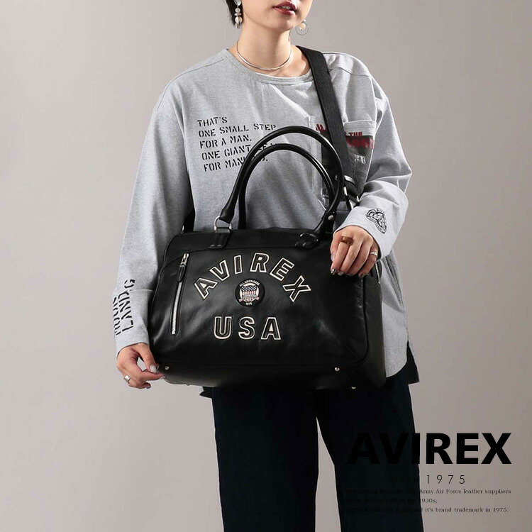 Avirex 公式通販 レディース 直営店限定 バーシティーロゴ 男性 ボストンバッグ Varsity バッグ Leather Boston Bag アビレックス アヴィレックス メンズ 男性 レディース 女性 男女兼用 ユニセックス Avirexavirex オフィシャルサイト ミリタリー アメカジ