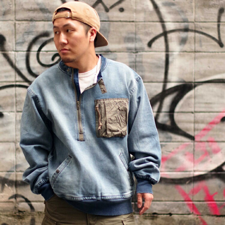 Avirex 公式通販 オンライン限定 Denim Blue Type プルオーバー アヴィレックス 男性 メンズ Jog Pullover アビレックス ジョグデニム