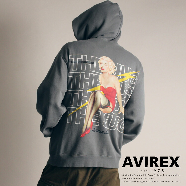 楽天市場 Avirex 公式通販 ピンナップガール プルオーバー パーカー Pin Up Girl Pullover Parka アビレックス アヴィレックス メンズ 男性 ブランド ロゴ 刺繍 バックプリント フーディー 長袖 裏毛 ホワイト ブラック グレー ベージュ Avirex