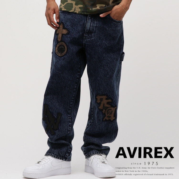 AVIREX 公式通販｜ LEATHER PATCH DENIM PANTS/レザーパッチ デニムパンツ (アビレックス アヴィレックス)メンズ 男性