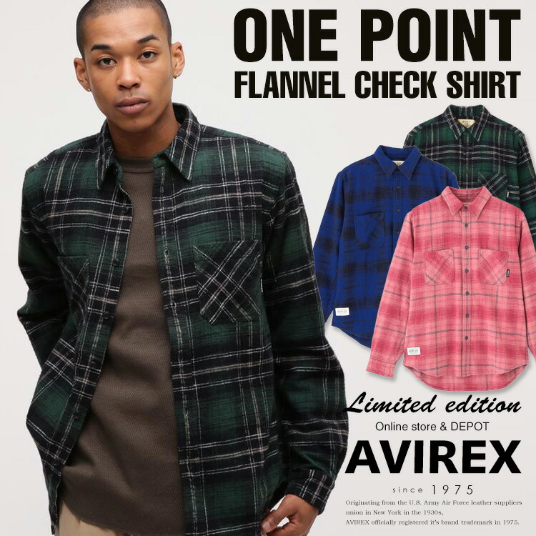 ★SALE｜AVIREX 公式通販｜ 《WEB&DEPOT限定》ONE POINT FLANNEL CHECK SHIRT/ワンポイント フランネル チェック シャツ (アビレックス アヴィレックス)メンズ 男性SALE\\MENS