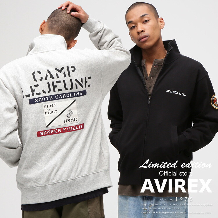 ★SALE｜AVIREX 公式通販｜ 《直営店限定》CAMP LEJEUNE PATCHED STAND ZIP SWEAT (アビレックス アヴィレックス)メンズ 男性 ※セール品につき交換 返品不可