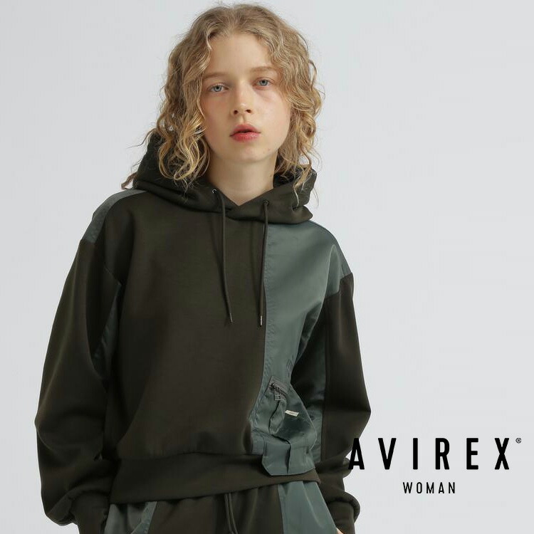 ★SALE｜AVIREX 公式通販｜ NYLON PATCH COMBI PARKA/ナイロンパッチコンビパーカー (アビレックス アヴィレックス)レディース 女性 ※セール品につき交換 返品不可