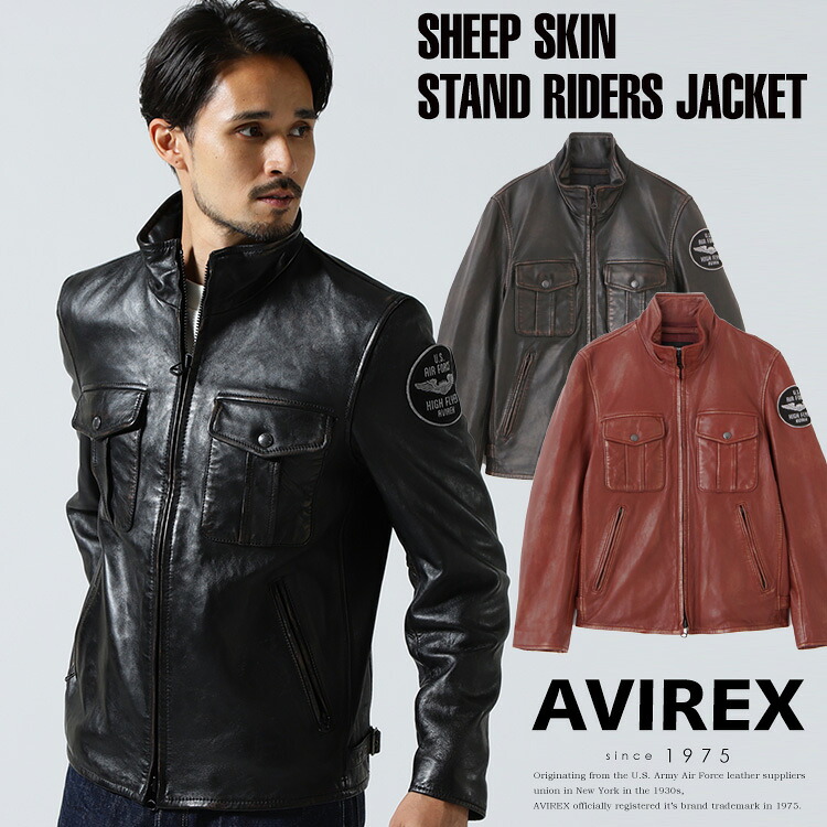 楽天市場】AVIREX アビレックス 羊革 シングル ライダースジャケット