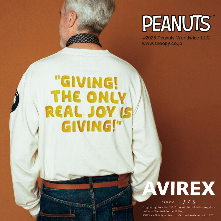 AVIREX 公式通販｜コラボレーション第3弾！ 《AVIREX × PEANUTS》LONG SLEEVE T-SHIRT/長袖Tシャツ /ピーナッツ / スヌーピー (アビレックス アヴィレックス)メンズ 男性