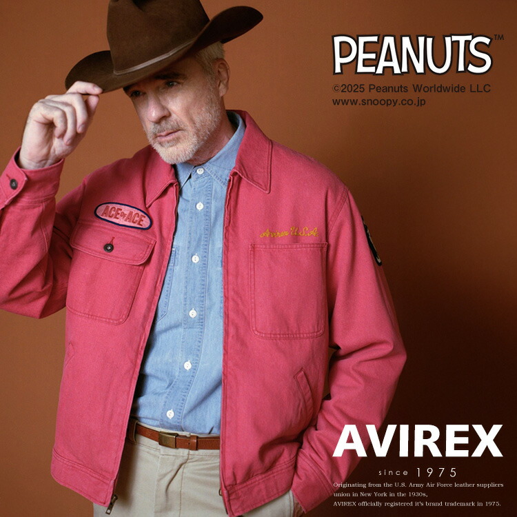 ★SALE｜AVIREX 公式通販｜ 《AVIREX × PEANUTS》WORK JACKET/ワークジャケット /ピーナッツ / スヌーピー (アビレックス アヴィレックス)メンズ 男性 ※セール品につき交換 返品不可