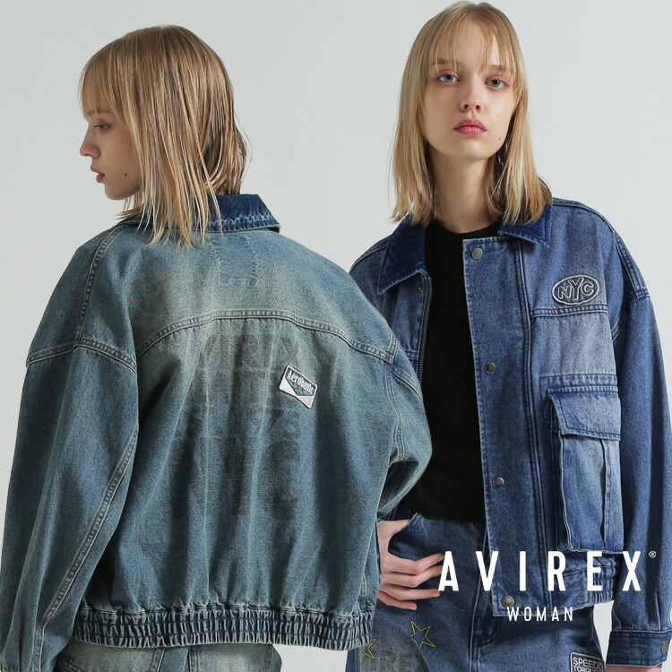 AVIREX 公式通販| OVERSIZED WAPPEN DENIM JACKET/オーバーサイズ ワッペン デニムジャケット (アビレックス アヴィレックス)レディース 女性