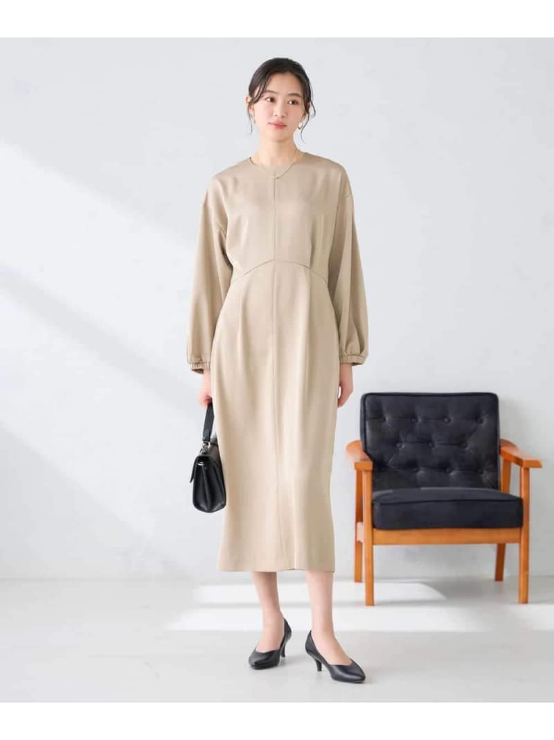 サテンドルマンスリーブワンピース a.v.v アー・ヴェ・ヴェ ワンピース・ドレス ワンピース ベージュ【送料無料】[ Fashion] 7,417円