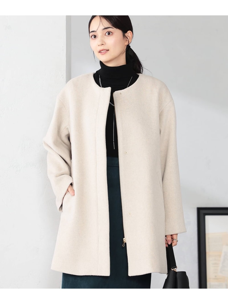 【SALE／37%OFF】【2WAY】Aラインフーデッドミドルコート a.v.v アー・ヴェ・ヴェ ジャケット・アウター ノーカラージャケット ベージュ【RBA_E】【送料無料】[ Fashion]