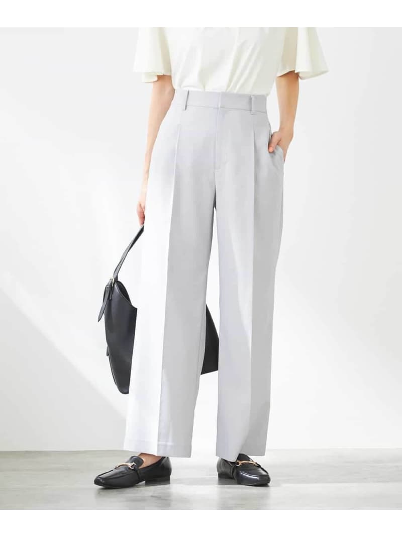【SALE／10%OFF】【洗える/イージーケア/UVカット/接触冷感/吸水速乾】サマーストレッチワイドパンツ a.v.v アー・ヴェ・ヴェ パンツ その他のパンツ ネイビー ベージュ【RBA_E】【送料無料】[ Fashion]