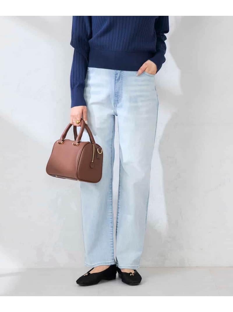 サマーストレッチデニムストレートパンツ a.v.v アー・ヴェ・ヴェ パンツ その他のパンツ ブルー【送料無料】[ Fashion]