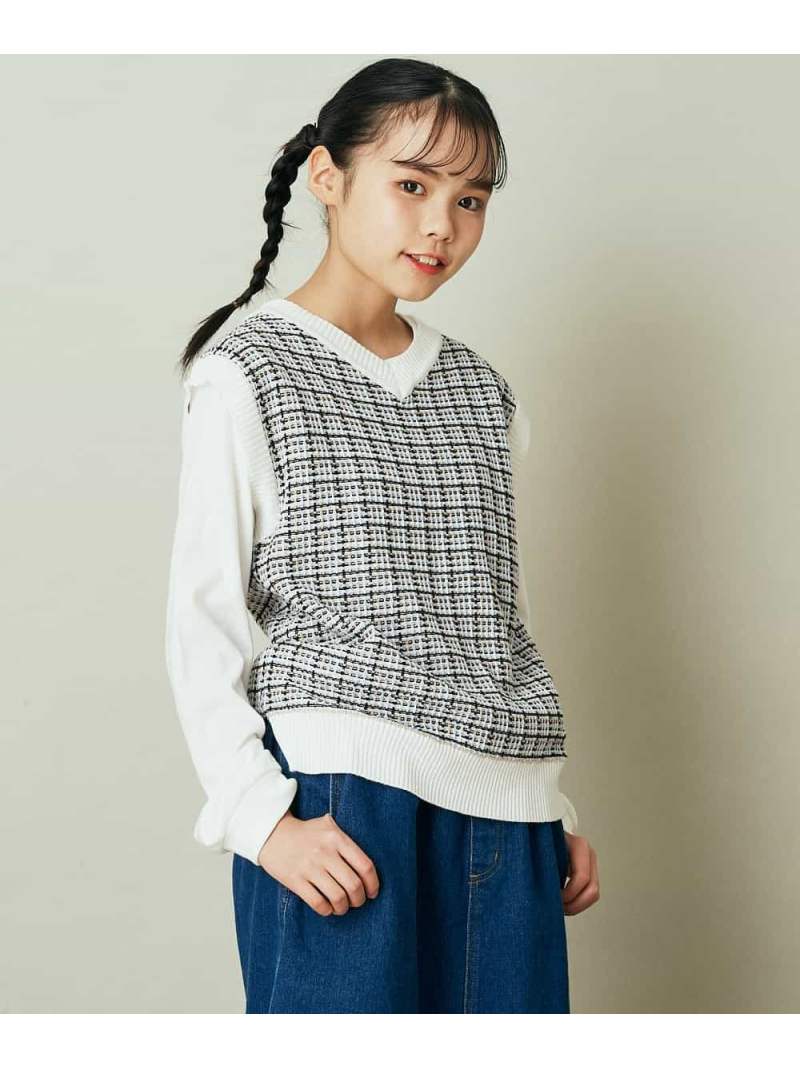 140 150 Vネックニットベスト長袖tシャツ2点セット アー ヴェ コート A V V