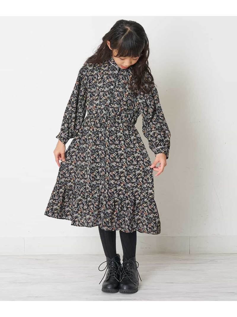 140 150 前開きティアード花柄ワンピース A V V アー ヴェ ヴェ ワンピース ワンピースその他 ブラウン ブラック 送料無料 Rakuten Fashion Ceconsolidada Cl