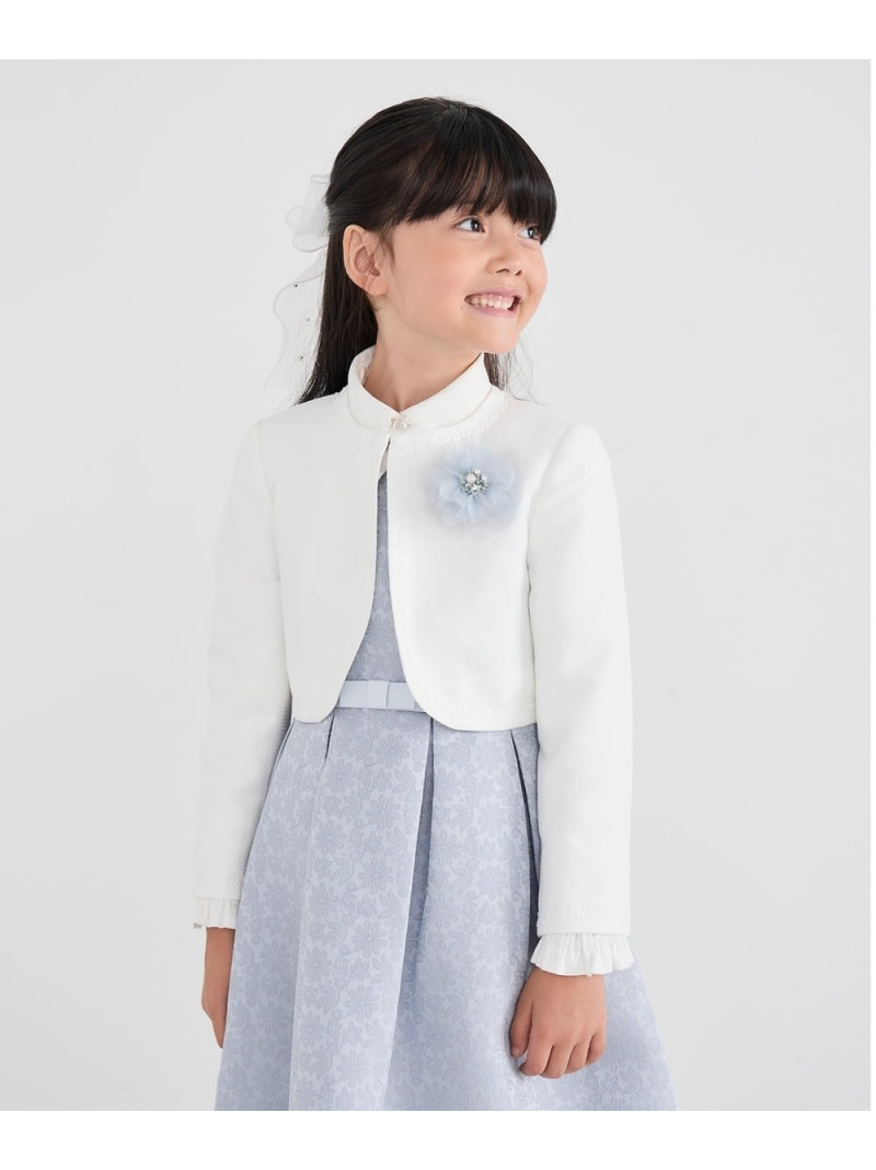 [110-130]【セレモニー/オケージョン/結婚式】セレモニーポケボレロ a.v.v アー・ヴェ・ヴェ ジャケット・アウター ノーカラージャケット ホワイト ネイビー【送料無料】[ Fashion]