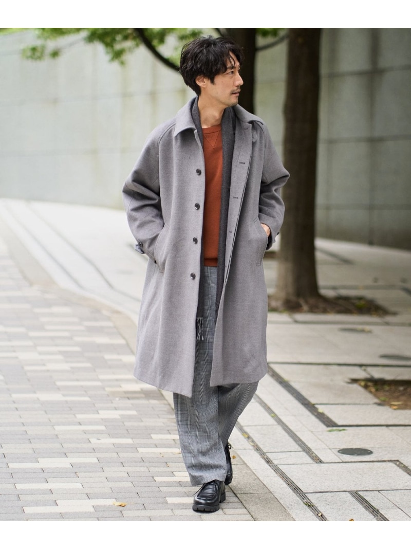 【SALE／20%OFF】ワイドシルエットステンカラーコート a.v.v アー・ヴェ・ヴェ ジャケット・アウター ステンカラーコート グレー ブラック【RBA_E】【送料無料】[ Fashion] 11,240円