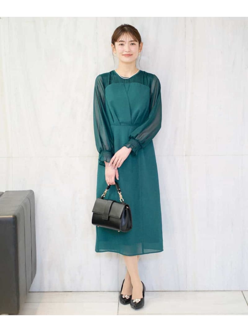 デコルテシアーワンピース a.v.v アー・ヴェ・ヴェ ワンピース・ドレス ドレス ブラック グリーン【送料無料】[ Fashion]｜a.v.v