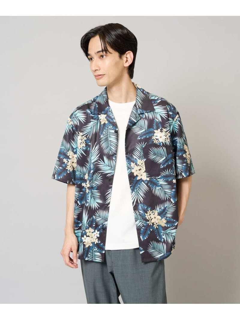 【SALE／10%OFF】【イージーケア/接触冷感】アロハ柄プリント五分袖オープンカラーシャツ【毛玉・シワになりにくい】 a.v.v アー・ヴェ・ヴェ トップス シャツ・ブラウス ブラック【RBA_E】【送料無料】[ Fashion]