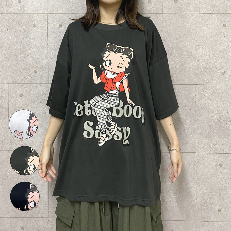 オフィシャル★Betty Boop Tシャツ ベティちゃん ベティブープ ベティブープ 七分丈Tシャツ ベティちゃん 七分 ベティー L 02