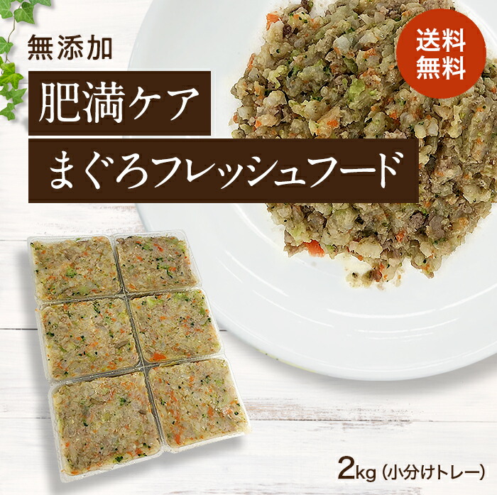 肥満ケア まぐろのフレッシュフード 2kg小分けトレー 国産 無添加 ドッグフード ダイエット フード 肥満 減量 トッピング 約40g 48 犬 健康 長生き ウェットフード 犬用 ごはん 手作り Cdm Co Mz