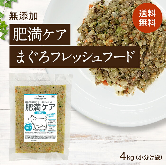 肥満ケア まぐろのフレッシュフード 4kg小分け袋 国産 無添加 ドッグフード ダイエット フード 肥満 減量 トッピング 100g 40 犬 健康 長生き ウェットフード 犬用 ごはん 手作り Cdm Co Mz