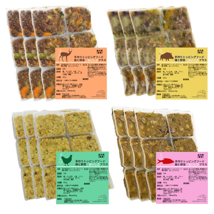 【手作りボンネット 鹿・猪・鶏・鯛 4種仕掛ける 3kg小分けお盆】国産 無つけ加える ドッグフード 情の籠もったボンネット 手作り ごはん トッピング 鹿肉 猪肉 真鯛 鶏肉 約40g×72（鹿×18・猪×18・鯛×18・鶏×18）鹿肉 猪肉 真鯛 鶏肉 思わしい 長生き 犬用 年がしら アレルギー反応