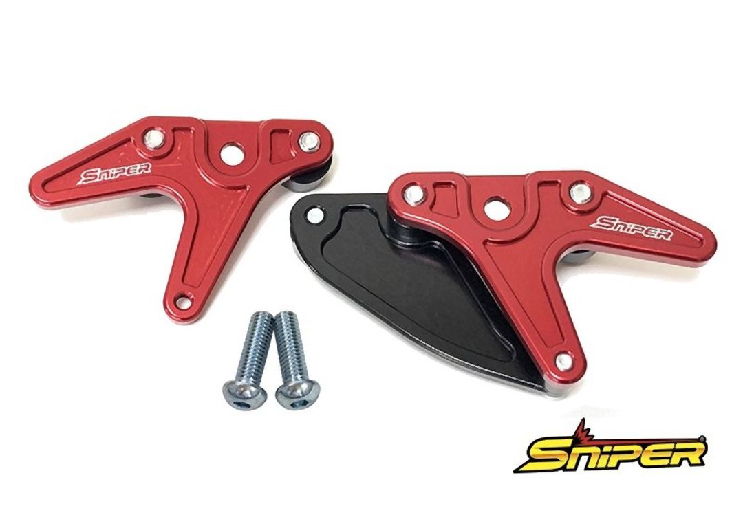 SNIPER スナイパー レーシングスタンドフック赤 スプロケットガード付 タイプB 汎用 穴径8mm|motofellow