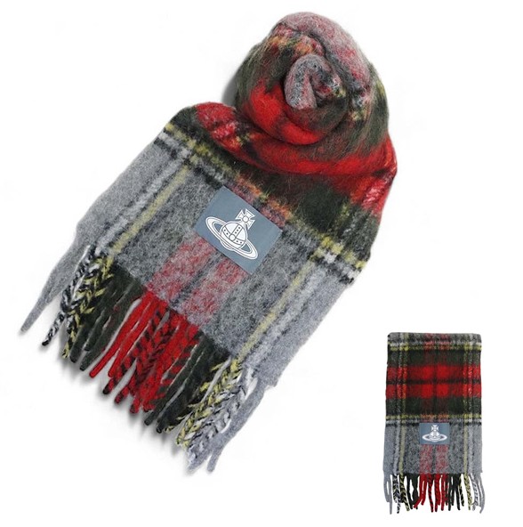 Vivienne Westwood ヴィヴィアン ウエストウッド マフラー 8103014F-W01BM H401 RED レッド チェック 送料無料 専用BOX 箱付き ギフト シンプル ロゴ 就職祝い バレンタイン クリスマス イタリア製