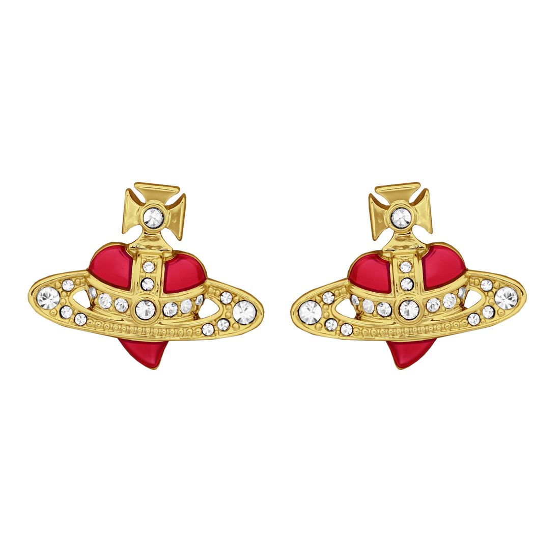 Vivienne Westwood ヴィヴィアンウエストウッド ピアス　DIAMANTE HEART　6201033K/02R654ゴールド×ピンクレッド 送料無料 プレゼント ギフト アクセサリー