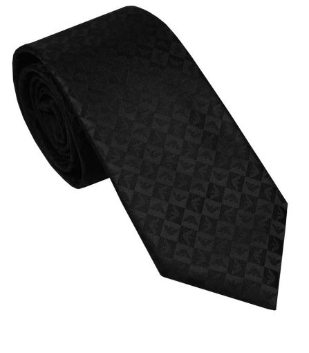 EMPORIO ARMANI エンポリオ アルマーニ ネクタイ メンズ 340075 2R612 00020 BLACK 幅7.5cm 送料無料 専用BOX 箱付き シルク100％ ギフト 人気 高級 ブランド 成人式 就職祝い 父の日 バレンタイン クリスマス