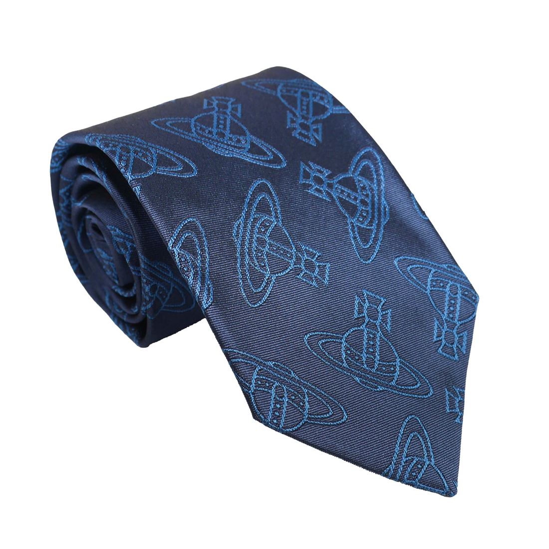 Vivienne Westwood ヴィヴィアンウエストウッド タイ AW2023 S81050004 W00OA K406CS-SLATE BLUE 先幅約8.5糎 貨物輸送無料  専用BOX 箱付き添い人 絹地100％ 差し上げ物 一般受け 御膳上等 ブランド名 成年者式 就職祝い事 父の日 バレンタイン クリスマス
