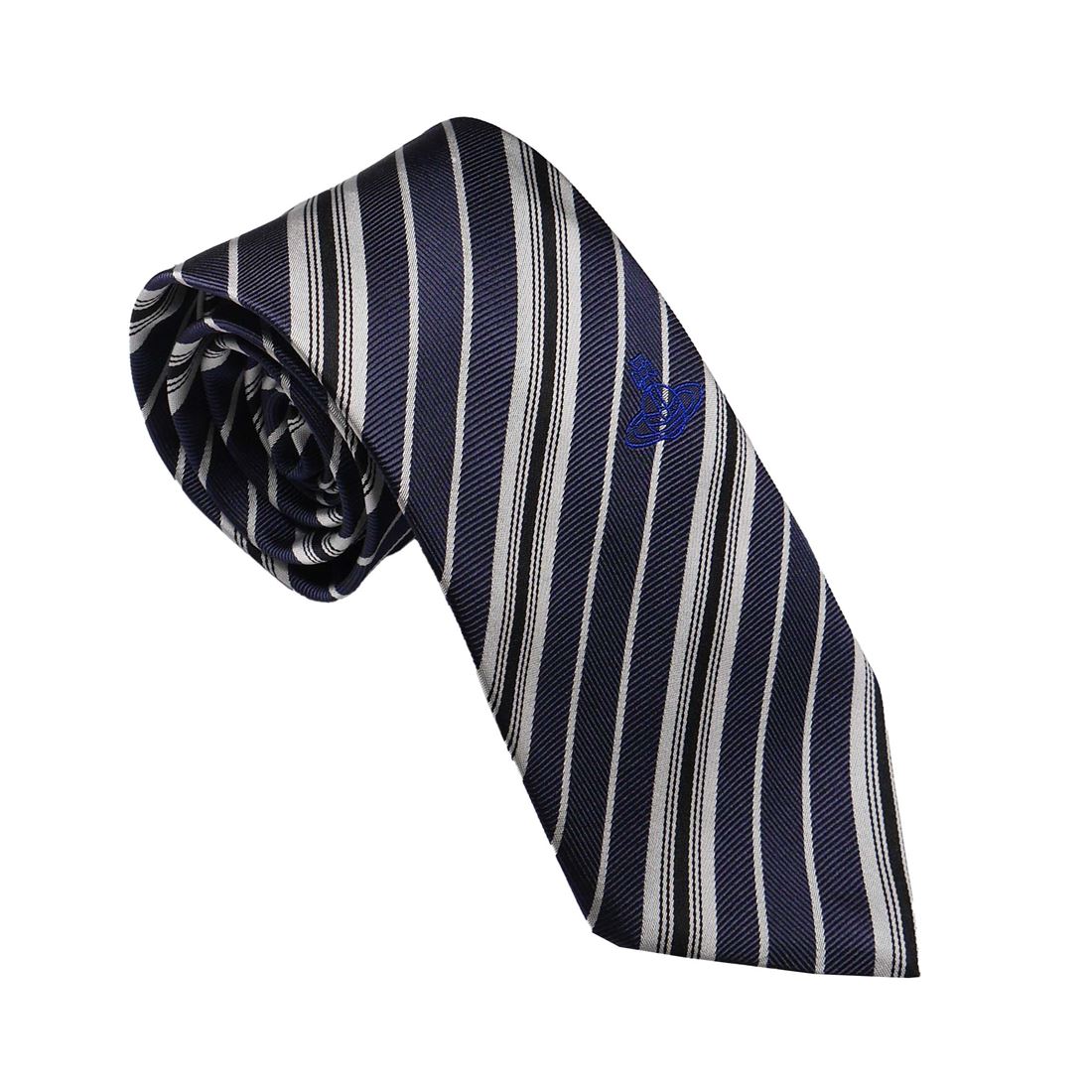 Vivienne Westwood ヴィヴィアンウエストウッド ネクタイ AW2023 S81050004 W00O5 K410CS-NAVY BLUE 先幅約8.5cm 送料無料 専用BOX 箱付き シルク100％ ギフト 人気 高級 ブランド 成人式 就職祝い 父の日 バレンタイン クリスマス