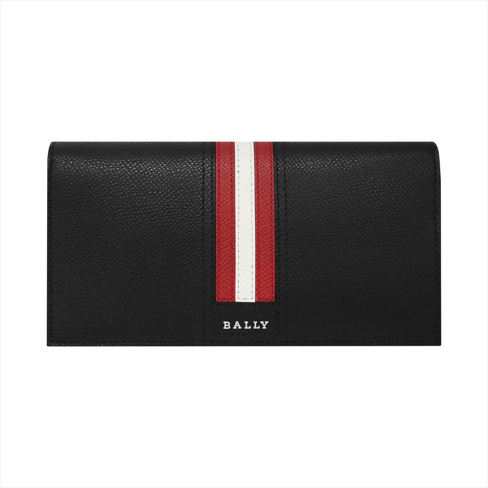 【ハルタカ】BALLY ブラック 長財布 ストライプ BALLYブラックレザー ストライプデザイン 長財布