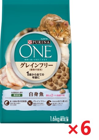 【6個セット】ピュリナ ワン キャット 1歳から全ての年齢に グレインフリー 白身魚(1.6kg) ペット 18,970円