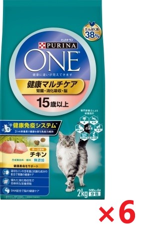 【6個セット】ピュリナワン キャット 健康マルチケア 15歳以上 チキン(2kg) ペット まとめ買い