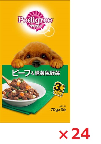 【24個仕掛ける】ペディグリー Ｐ１１5 成犬用甲斐甲斐しいな日毎夜毎受け支える 旨み牛肉＆緑黄色草片 ７０ｇ×３ マース 愛玩動物 ボンネット ドッグフード まとめ買い