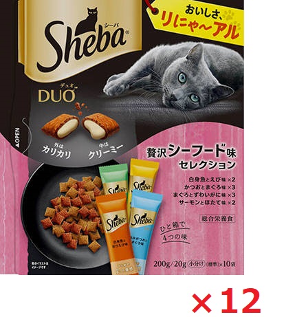 【12個セット】シーバ　デュオ　贅沢シーフード味セレクション ２００ｇ マース ペット フード キャットフード まとめ買い