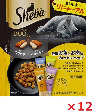 【12個セット】シーバ　デュオ　厳選お魚とお肉味グルメセレクション ２００ｇ マース ペット フード キャットフード まとめ買い