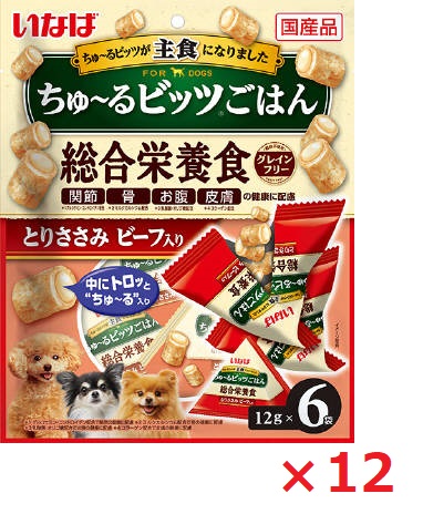 【12個セット】いなば　ちゅーるビッツごはん　とりささみビーフ入り１２ｇ×６袋 いなば　ペットフード　ペット まとめ買い