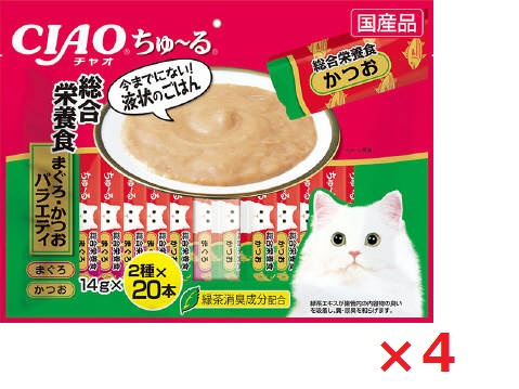 【4個セット】ちゅーる総合栄養食まぐろ・かつおバラエティ１４ｇ&times;４０本 いなば　ペットフード　ペット まとめ買い｜カウフル　店