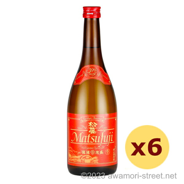 赤の松藤 黒糖酵母仕込み 30度,720ml x 6本セット / 崎山酒造廠 / 四合 泡盛 琉球泡盛 沖縄の蒸留酒 お中元 贈り物 贈答用 ギフト 家飲み 宅飲み お歳暮 お年賀 沖縄土産 母の日 父の日 敬老の日