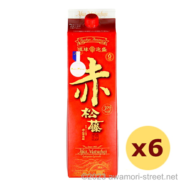 赤の松藤 黒糖酵母仕込み 紙パック 30度,1800ml x 6本セット / 崎山酒造廠 / 一升 泡盛 琉球泡盛 沖縄の蒸留酒 お中元 贈り物 贈答用 ギフト 家飲み 宅飲み お歳暮 お年賀 沖縄土産 母の日 父の日 敬老の日｜泡盛ストリート　店