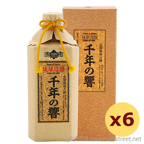 千年の響 長期熟成古酒 25度,720ml &times; 6本セット / 今帰仁酒造 / 四合 泡盛 古酒 琉球泡盛 沖縄の蒸留酒 お中元 贈り物 贈答用 ギフト 家飲み 宅飲み お歳暮 お年賀 沖縄土産 母の日 父の日 敬老の日｜泡盛ストリート　店