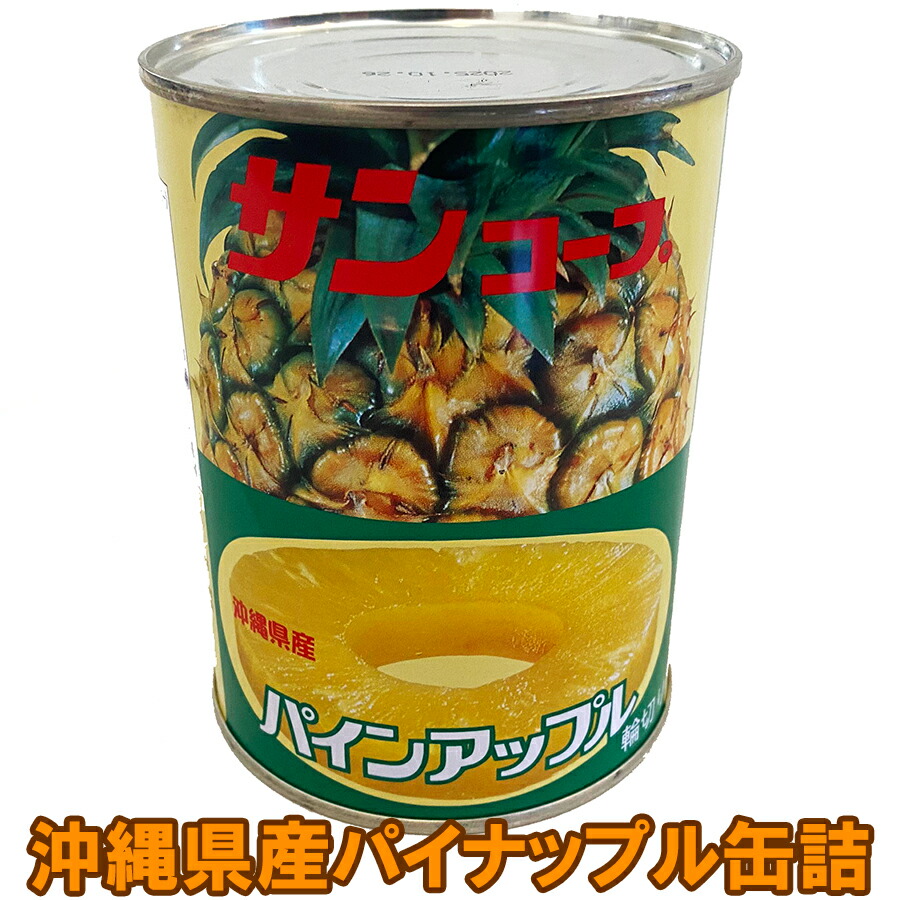 パイナップル缶詰 沖縄県産 パインアップルシラップづけ 輪切り 8枚 固形量340g 内容総量565g 沖縄産 パイナップル 使用 パイン缶詰（パイン缶） サンコープ