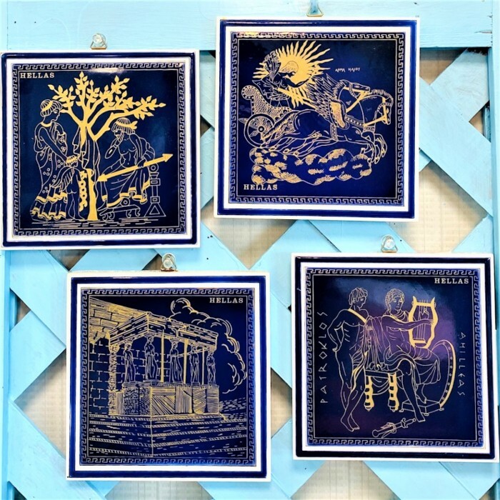 楽天市場】ギリシャ輸入 インテリアタイル 【ギリシア神話 藍色タイル