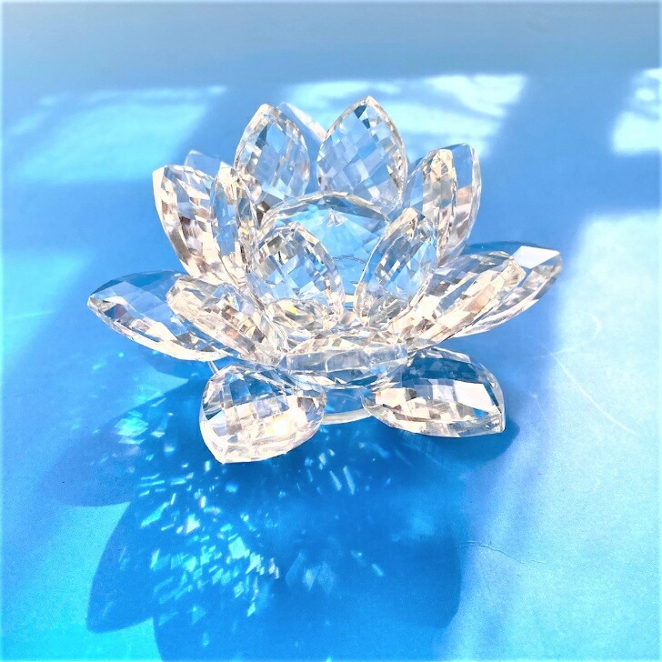 シエンタ　クリスタル　ガラス置物　大 楽天市場】高品質☆高純度☆天使の輝き☆【クリスタル蓮の花 大サイズ