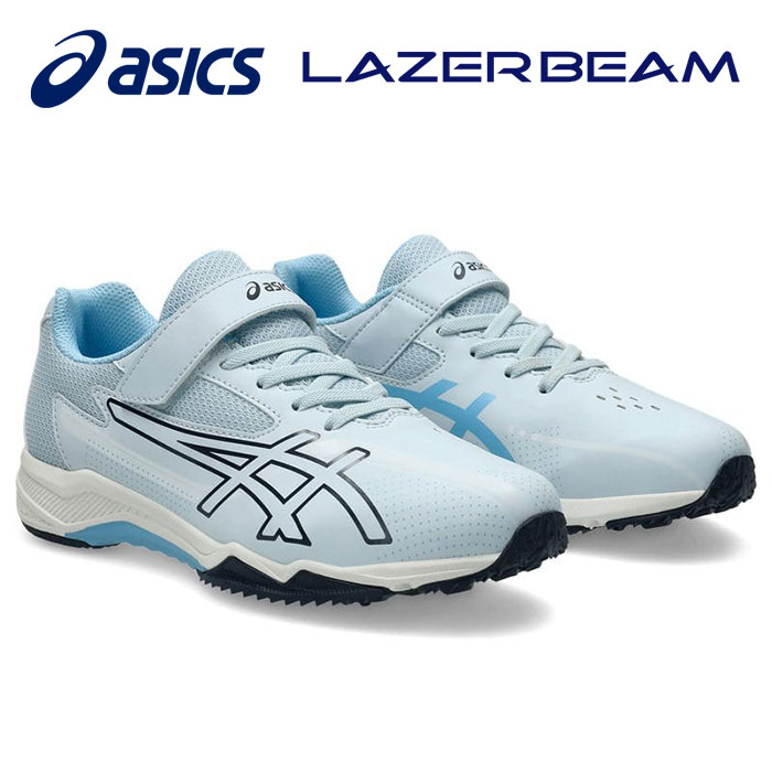 ★女子向けスピードモデル (ゴムヒモ＋1本ベルト)★【 アシックス asics 】【 シューズ 靴 】 アシックス商事 ジュニア シューズ レーザービーム SK-MG-G 女の子 女子 子ども ベルクロ 1154A220 (400) ライトブルー/ネイビーブルー [251103][amz]