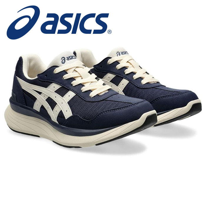 ★O脚などヒザ関節の内反に伴う、ヒザへの負担を軽減★【 アシックス asics 】【 シューズ 靴 】アシックス商事 レディース用ウォーキングシューズ KNEESUP(ニーズアップ) W019 女性用 スニーカー 1242A019 (400) ネイビーブルー/ベージュ [241017][amz]