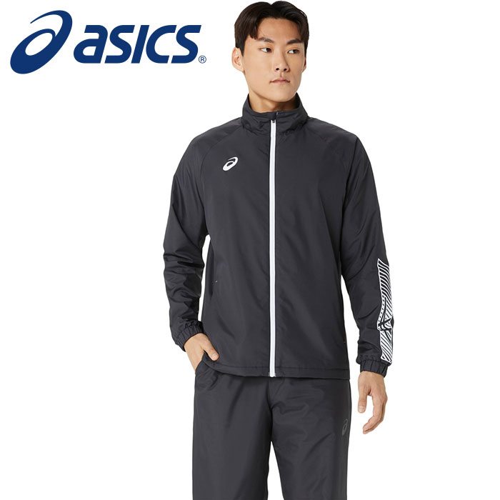【 アシックス asics 】【 ウェア 】 裏起毛ウインドブレーカージャケット 防寒 保温 メンズ トレーニングウェア 2031E745 (002) パフォーマンスブラックxブリリアントホワイト [240909][amz]
