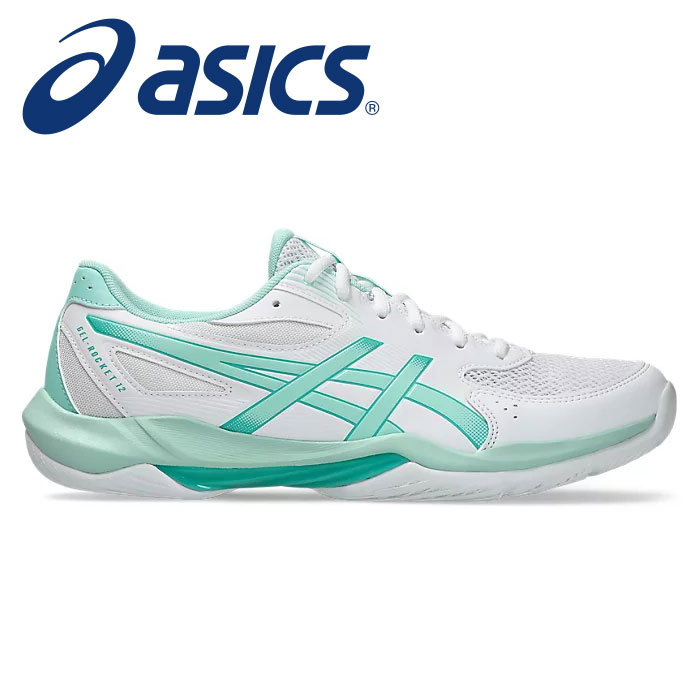 ★初心者向け！優れたクッション性＆安定性★【 2026年 春夏モデル】【 アシックス asics 】【 シューズ 靴 】 バレーボールシューズ ゲルロケット 12 メンズ レディース 男女兼用 2E インドア バドミントン 1073A080 (104) ホワイト/フレッシュアイス [ten][260227][amz]